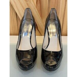 Michael Kors Patent Leather Black Stiletto 4.5” Pumps Peep Toe Women’s Size 7